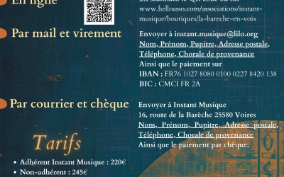 La Barèche en Voix : stage de chant choral du 29 juin au 3 juillet 2026